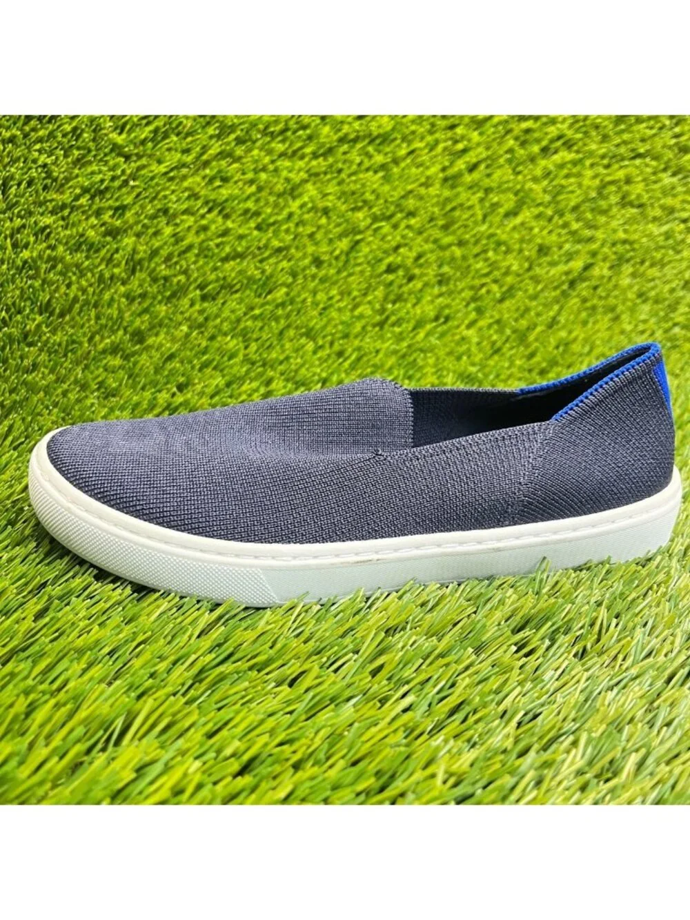 Rothy's The Kids Boys Size 3Y Blue White Athletic Slip On Knit Shoes Sneakers